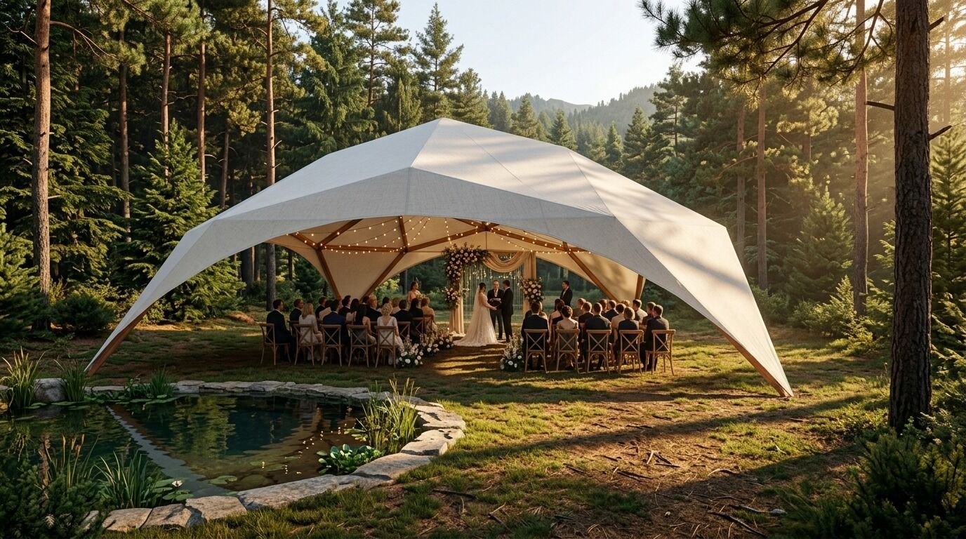 Boda bajo el salón del bosque de Puente Tierra